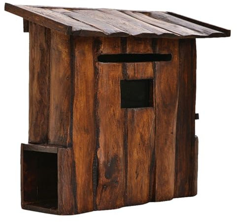 GBPLDMAQ Boite aux Lettres en Bois Rond, Boite au Lettre en Bois Massif, Boite a Lettre Rustique Étanche à la Pluie, Fenêtres D'observation, Porte-journaux