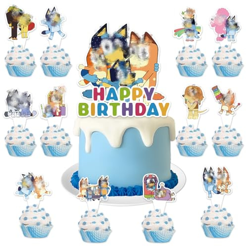 yumcute 25 Pcs Party Cake Toppers Cartoon Birthday Cake Toppers for Boys Girls Party Supplies Decorations Cupcake Toppers for Kids Birthday Baby Shower
