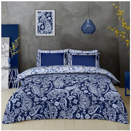 GC GAVENO CAVAILIA Wende-Bettwäsche-Sets mit Kissenbezügen, King-Size-Bett, Baumwollmischgewebe, weicher Bettbezug (230 x 220 cm), Paisleymuster
