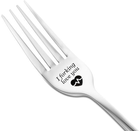 CHEERYMAGIC Forking Love You Funny Engraved Forks, Stainless Steel Engraved Fork Dinner Unique Carving Valentine's Day A11ACZ (Big)