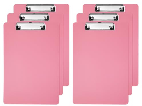 PATIKIL 6Pcs Planchettes En Plastique Format Lettre, Planchette Suspendue Transparente Avec Pince Metallique Plate Pour Bureau Reunion Salle De Classe, Rose 8.8x12.4