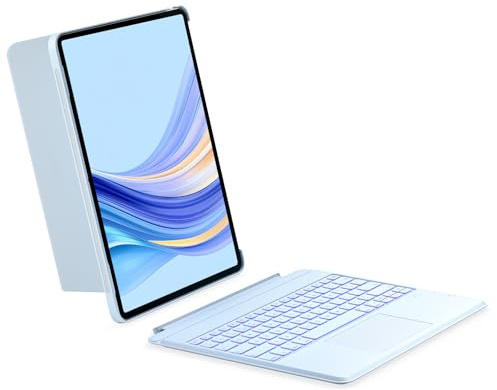 Inateck Keyboard Case for iPad Air 13 inch M4 2026/M3 2025/M2, iPad Pro 12.9 inch 6/5/4/3 Gen, Portrait/Landscape Mode, Magnetic Detachable Keyboard, with 7 Color Backlight and Trackpad, QWERTY, Blue