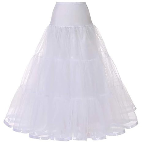 Tulle Falda Enagua Tutú de Tul para Mujer, Larga Ballet Cancan Enaguas Faldas Vintage Cancan, Long Wedding Petticoat Vestido cóctel Falda Underskirt de Boda Vestidos Faldas de línea A(Blanco,44)