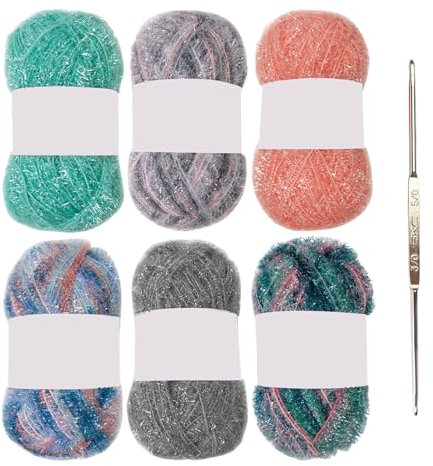 120 Yards Crocheting Yarn Sparkling Knitting Yarn for Crocheting Dishcloths Polyester Yarn 1.76oz 120 Yards Each Skein