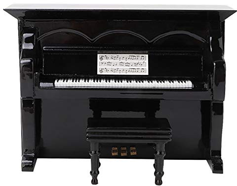 Baxnore Mini-Klaviermodell, Klavier-Musikinstrumentenmodell mit Bank, Miniatur-Klaviermodell, Flügel-Spieluhr für Heimdekorationsornamente