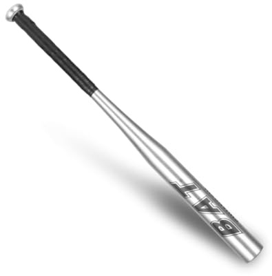 34 Inch Baseball Bat Aluminum Baseball Bat Smooth Surface Rubber Non-Slip Handle Aluminum Lightweight Baseball Bat for Outdoor Training Practice Adult Youth Silver