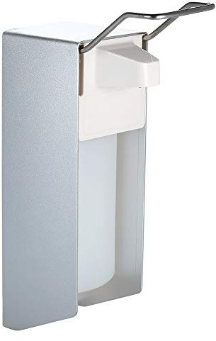 Seifenspender Wandbefestigung, Desinfektionsspender mit Ellbogendruck für Handseife und Desinfektionsmittel, weiß, Aluminium, 500 Ml
