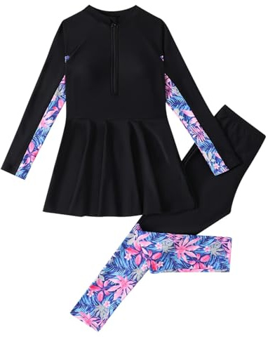 Generisch Kinder Baby Mädchen Muslimischen Badeanzug Modest Islamischen Ganzkörper Full Cover Langarm Top Hose Burkini Set Schwimmanzug