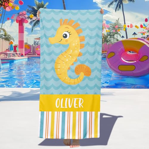Dihope Strandtuch Personalisiert mit Namen Microfaser Handtücher Badetuch | Badetuch Großes Schnelltrocknend Strandhandtuch für Erwachsene, Kinder,sandfrei,weich & saugfähig,leicht,Pool,Reisen,Camping