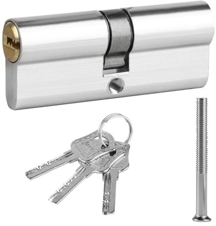 Euro Cylinder Door Lock, 70 mm Euro Double Cylinder Locks, Door Lock Barrel, Thumb Turn Locks Suitable for All Door Types, with 3 Keys