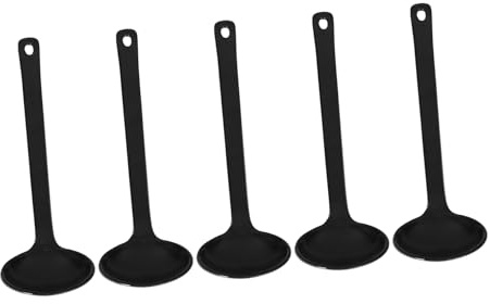 BESTOYARD Cuchara Ramen de Negra Diseño Ergonómico y Estilo Japonés Clásico, Juego de 5 Piezas para Sopa y Olla Caliente Picante