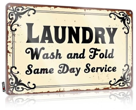 Funny Beer Sign Laundry Service: Wash, Fold, Same Day Delivery Tin Sign Tin Signs For Garage(30X40CM)