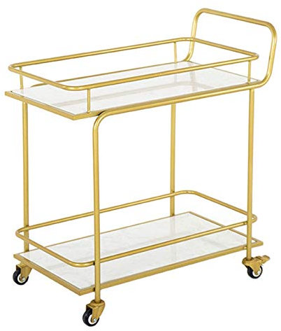 DDNGEJ Barwagen, Flaschen- und Weinregal, Home Gold Barwagen/Industrielle Barwagen/Servierwagen für Hotels, Restaurants, Heimgebrauch, Servierwagen aus Marmorglas