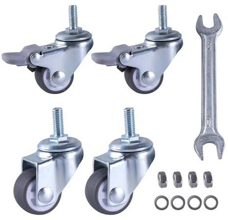 SUKITMISO 25mm Möbelrollen mit Sicherheitsbremse 4er Set, Klein Lenkrollen für Möbel, M6 Möbelrollen Klein 2 mit Bremsen und 2 ohne, 360° Drehbar Leise Rutschfeste Gummirollen
