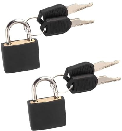 WeddHuis 2 Pezzi Lucchetti per Bagagli, Lucchetto con Chiave, Mini Lucchetto con Chiave, Piccolo Lucchetto per Bagagli, Lucchetto di Sicurezza con Chiave (Nero) (32mm)
