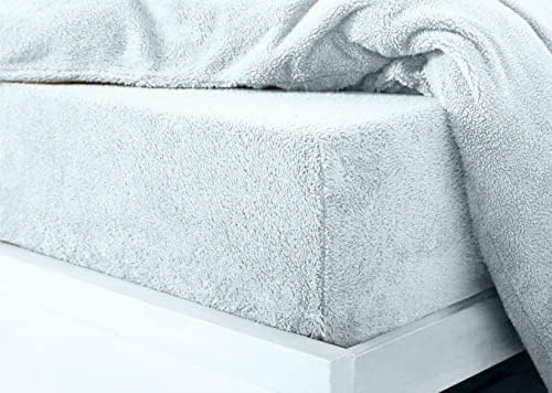 Bella Nights Teddy Fitted Sheet – Extra Deep 30cm Bed Sheet – Soft Cosy & Warm Teddy Bear Fleece Fitted Sheet – Winter Bedding – Snug Fit Mattress Cover (Duck Egg, Double)