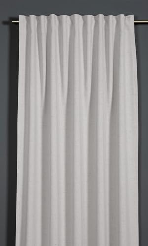 Sehlbach Tenda pronta con fettuccia, Texture in lino, Bianco, 140 x 245 cm, Tessuto opaco, Certificato Oeko-Tex, Combinazioni versatili, Facile da applicare