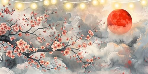 Diamond Painting Adulti 40x80cm Fiore di pesco Diamond Painting Sole Kit Pittura Diamante, 5D Crystal Strass Art Kit, Quadri con Perline Ricamo A Punto Croce Paintings per Decorazioni Casa FD-6573