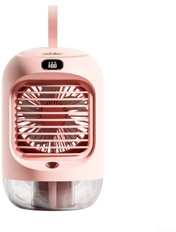 Zeroupshop Ventilador de escritorio, aire acondicionado portátil, agitación automática, tres velocidades de viento, enfriador evaporativo con luz nocturna rosa verde (rosa)