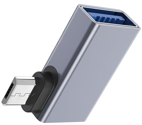 Hkfgdjdl Adaptateurs OTG USB A femelle vers micro USB mâle coudé à 90 degrés avec port de charge pour le transfert de données et l'alimentation
