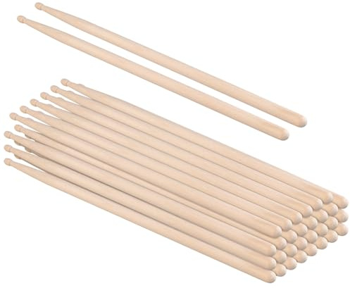 FUNSUEI 16 Pairs 5A Classic Maple Wood Drumsticks, Drum Sticks Percussion Accessories 40.6cm Length for Beginners and Adults