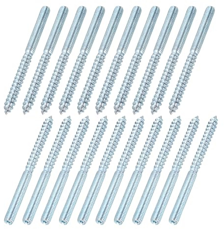 QUARKZMAN Vis A Tête Double M6, Longueur 3.15(80mm) Vis A Tête Double 0.24(6mm) Tige Filetée Auto-Taraudeuse Pour Assemblages De Meubles En Bois, Lot De 20