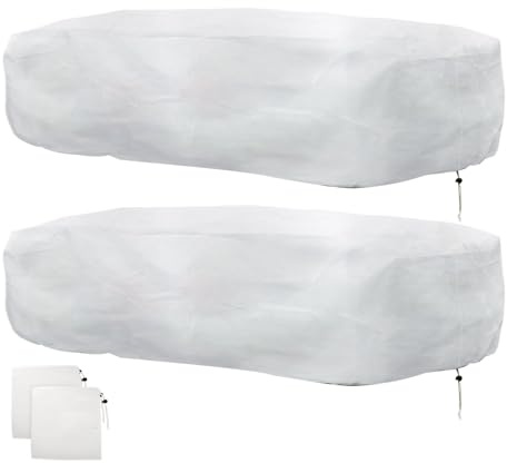Duroecsain 2 Stück Winterschutz für Pflanzen, 126 x 61 x 50 cm Rechteckige Frostschutz für Blumenkasten, Frostschutz Hauben mit Kordelzug Schützt in Balkonkästen, Winter Pflanzenschutzsack
