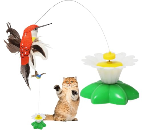 Pomurom Elektronisches Katzenspielzeug | Elektrischer Schmetterling Vogel Katzenangel,Interaktiver 360° Rotationsspielzeug - Zur Mentalen Stimulation Und Langeweilelinderung Für Katzen Kätzchen Hunde