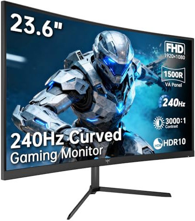 KTC Monitor Gaming Curvo 24 Pollici, Full HD 240Hz, Schermo VA Curvo R1500, Contrasto 3000:1, FreeSync, Bassa Luce Blu, VESA 100x100, Monitor PC 1080p