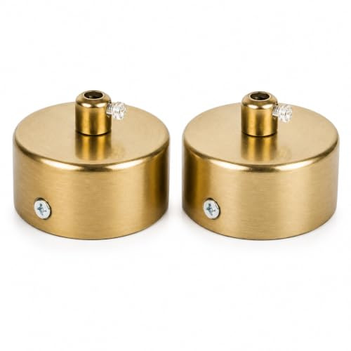 Rosetón Lámpara Techo Oro Mate 60 x 30 mm – Pack 2 Piezas con Kit de Instalación – Acero 1 mm con Accesorios para Lámparas Colgantes y Punto de Luz Interior