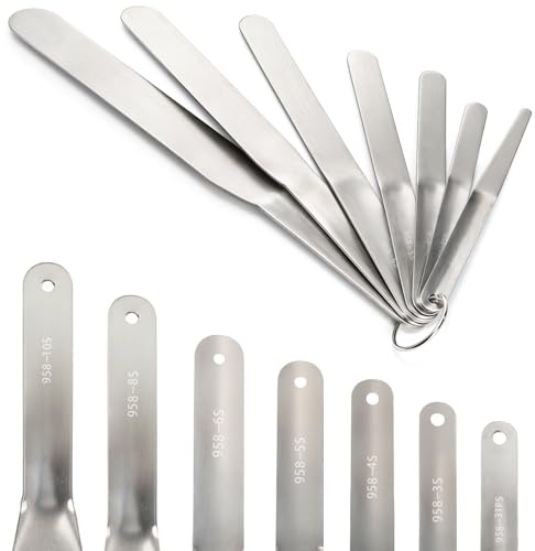 Jowgut 7-Piece Caulking Spatula Set, Stainless Steel Streamlined Caulk Knife Set, Muti-Purpose Caulk Tool Kit Finishing Tools Compatible for 958-G01, Tip Width from 3/8 to 1-1/2 for Tile