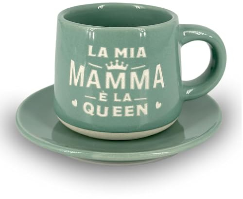 CLEARCO Tazzina da caffè personalizzata con piattino e scatola - Mamma