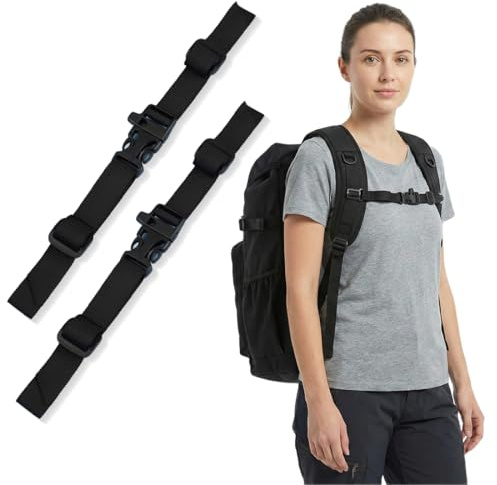 BCHMN 2 Stück Verstellbarer Brustgurt Rucksack, Robust und Haltbar, Allzweck Gurtband für Jogging, Wandern, Reisen, Klettern, Gurtband zum Jogging (Schwarz)