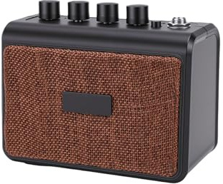 summina Tragbarer Gitarrenverstärker, 10 W BT-Lautsprecher mit Zwei Klangkanälen, Saubere Verzerrung, AUX-Eingang, Kopfhöreranschluss, Wiederaufladbarer Akku, für das Üben zu Hause Im