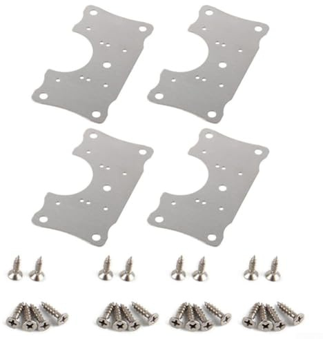Stainless Steel Cabinet Hinge Repair Kit – 4-Pack Door Fixing Plates with 24 Screws for Kitchen Cupboards, Wardrobes & Furniture, Easy Install, Rust-Resistant, Silver Finish