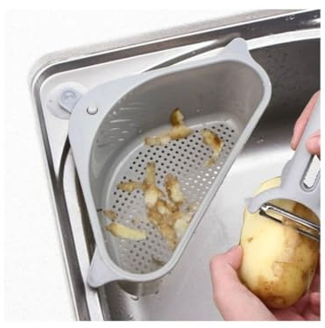 TOPPERFUN Panier d'évier à ventouse, panier d'égouttage d'évier en plastique, 2 pièces, support de rangement pour éponge, cuisine
