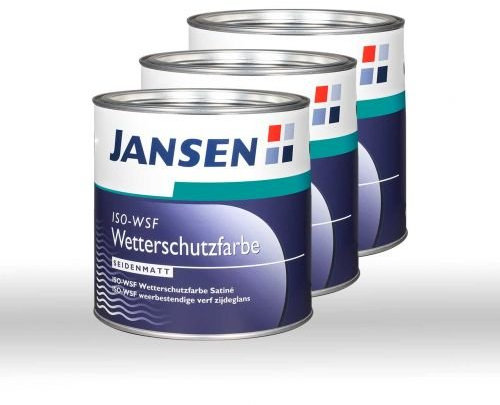 3 x Jansen ISO-WSF Wetterschutzfarbe weiß 0,75l