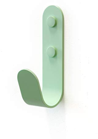 The Hairpin Leg Co. [HLC] Metal J Wall Hook. Chunky Modern Playful Coat Hook - Pastel Green