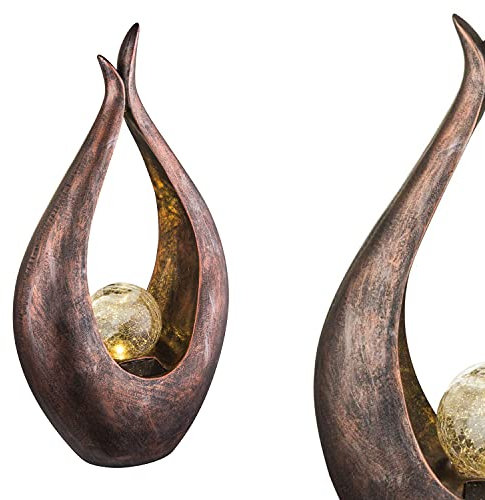 GLOBO Kunstvolle Solarleuchte Garten für Außen - Solar Kunstobjekt aus Bronze - Deko Solarlampe LED Gartendeko Gartenlampe (Dekoleuchte Bronzefarben Höhe 50 cm Kugel)