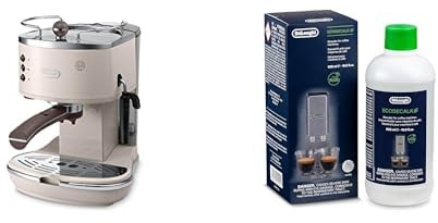 De'Longhi Icona Vintage ECOV 311.BG – Espresso Siebträgermaschine im RetroLook, Espressomaschine mit manuellem Milchaufschäumer, für Kaffeepulver oder ESE Pads, Beige mit DLSC 500 Entkalker