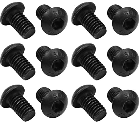 MroMax M6 x 10 mm Innensechskantschrauben, Halbrundkopf, metrisches Vollgewinde, Karbonstahl, verzinkt, Schwarz, 20 Stück