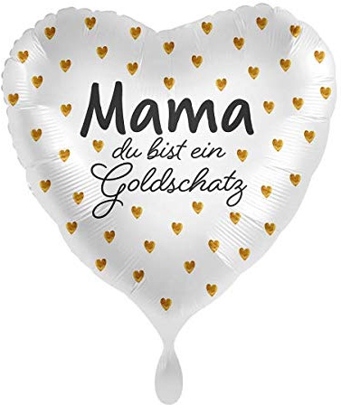 1 Folienballon Muttertag Mama Du bist EIN Goldschatz Herz weiß ca 43 cm ungefüllt Ballongas geeignet