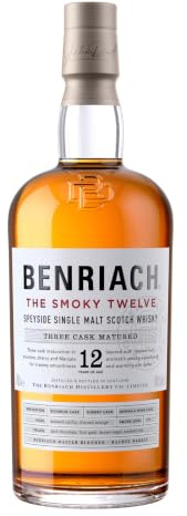 BenRiach THE SMOKY TWELVE, 12 Years Speyside Single Malt Scotch Whisky - 700ml con estuche regalo
