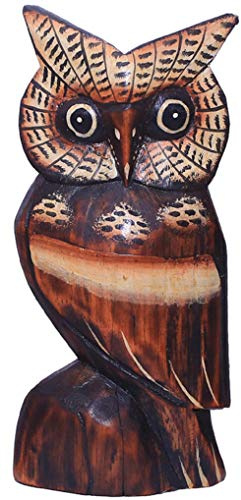 Woru Eule Athene aus Albesia-Holz, Tierfigur in verschiedenen Größen, Holz-Figur, Deko-Figur, (ca. 17 cm)