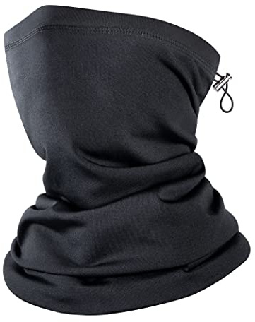 Kiiwah Vinter, halsvärmare, tubhalsduk för män, kvinnor, elastisk, justerbar, varm fleece, multifunktionell duk, munskydd, bandana för sport, motorcykel, löpning, cykling, skidor, svart, 26 cm x 45 cm