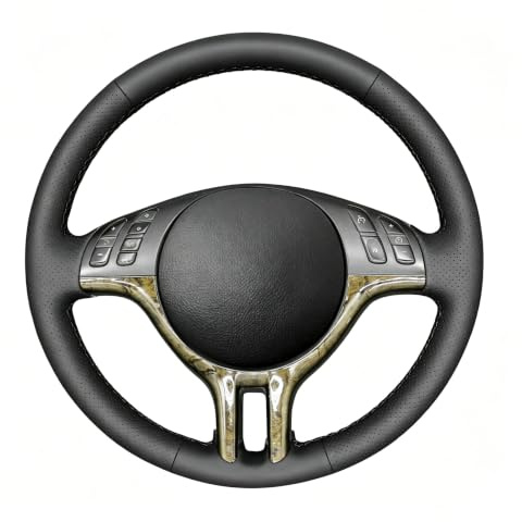 MEWANT Lenkradbezug zum Nähen für für 3 Series E46 5 Series E39 | Passgenau für für 3 Series E46 / 5 Series E39 / X5 E53 / Z3 E36 / 7 Hand Nähen Auto Lenkradhülle Kunstleder Atmungsaktiv