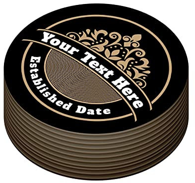 Personalised Beer Mats Pack of 24 - Absorbent Recyclable Round Cardboard Drink Mat Coasters - Accessories for Home Bars Pubs - CO-CARD-011-24-R - ADD YOUR TEXT
