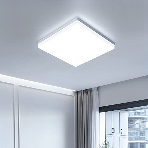 EASY EAGLE Lampada da Soffitto 24W 6500K Plafoniera LED Quadrata 2400LM IP44 Impermeabile Plafoniere per Bagno Cucina Camera da Letto Corridoio Soggiorno 18cm