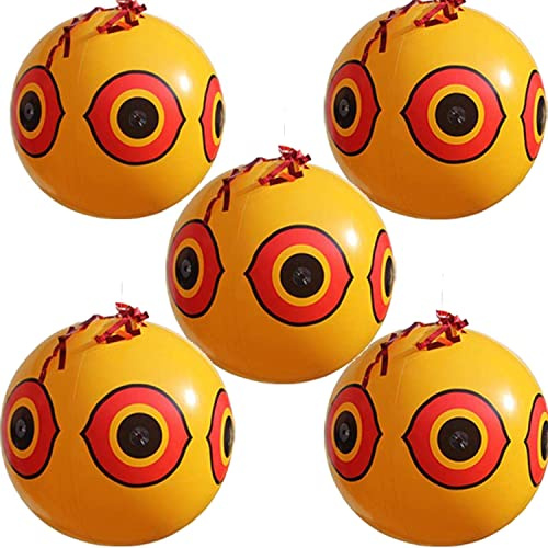 keesoon -Fågelavstötande ballong, hackspettballong, PVC, uppblåsbar skräck, ögonboll, fågelavvisande boll, paket med 5 (gul 5 st)