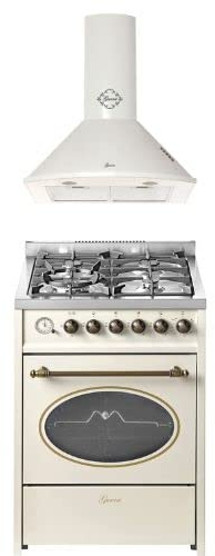 GURARI GCH G 614 CR vägghuva GCH C 046 WH 6, köksfläkt 60 cm, stående spis 60 cm naturgas fl.Gas 4 Kw WOK, gasgrill, range-cooker